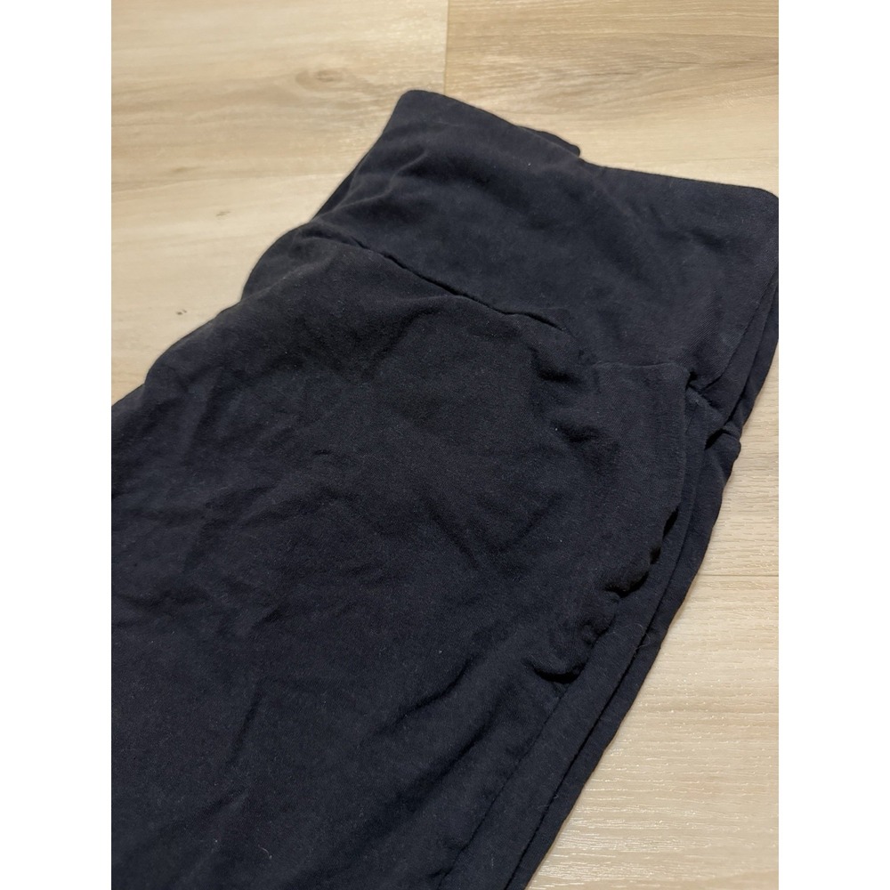 Terra & Sky Women's 1X High Waist Ankle Leggings Black Pants Stretch